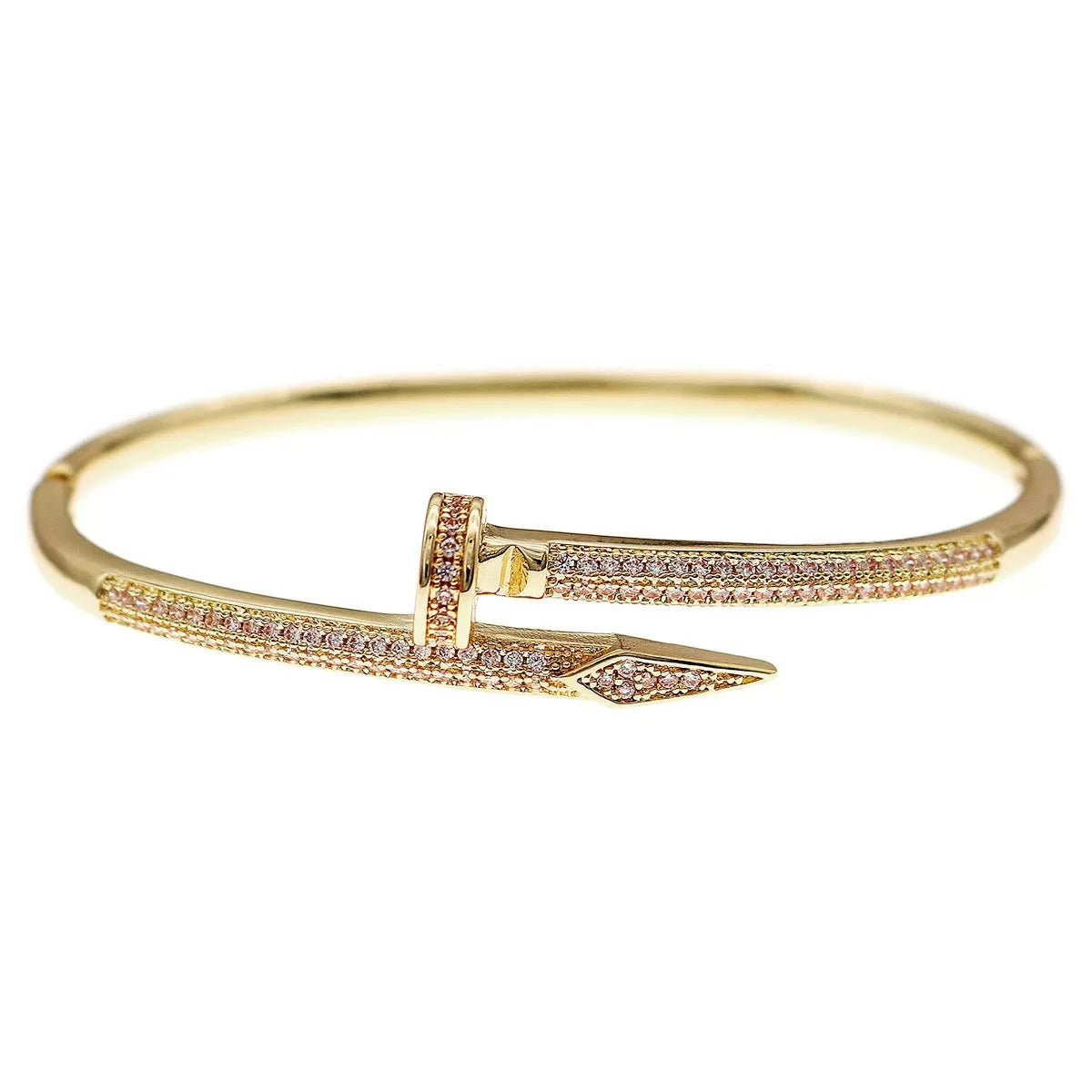 Gouden Spijker Armband - Trendy Nail Bangle RVS Dames