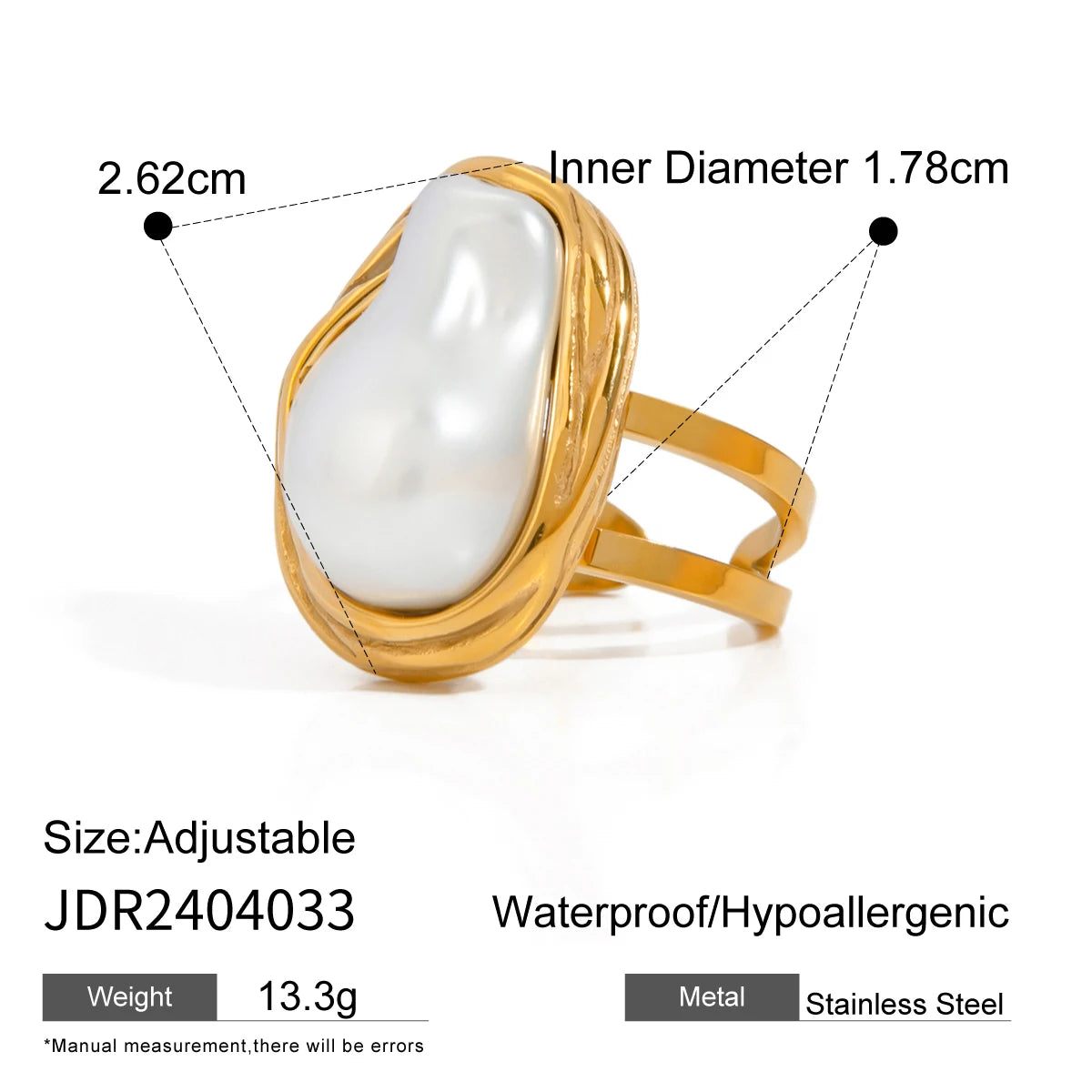 Gouden Ring met Barok Parel - Unieke Zoetwaterparel Ring