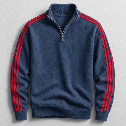 Man lachend en ontspannen in een groene pullover, toont de veelzijdigheid van het kledingstuk.