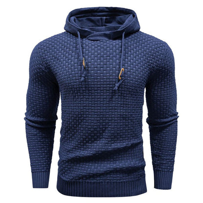 Blauwe Siebe hoodie, close-up van de mouw met de stevige manchet, comfortabele pasvorm die goed aansluit.