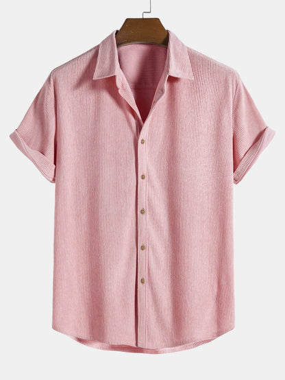Korte Mouwen Corduroy Overhemd met Knopen & Shorts