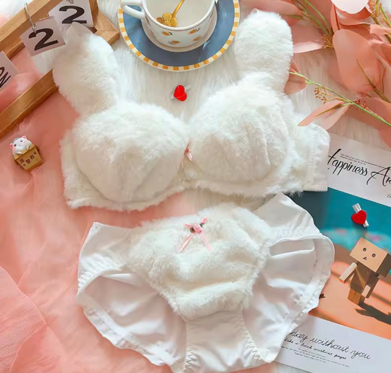 Pluchy Teddybeer Kawaii Lingerie Set - Zachte Pluche Pyjama & Loungewear