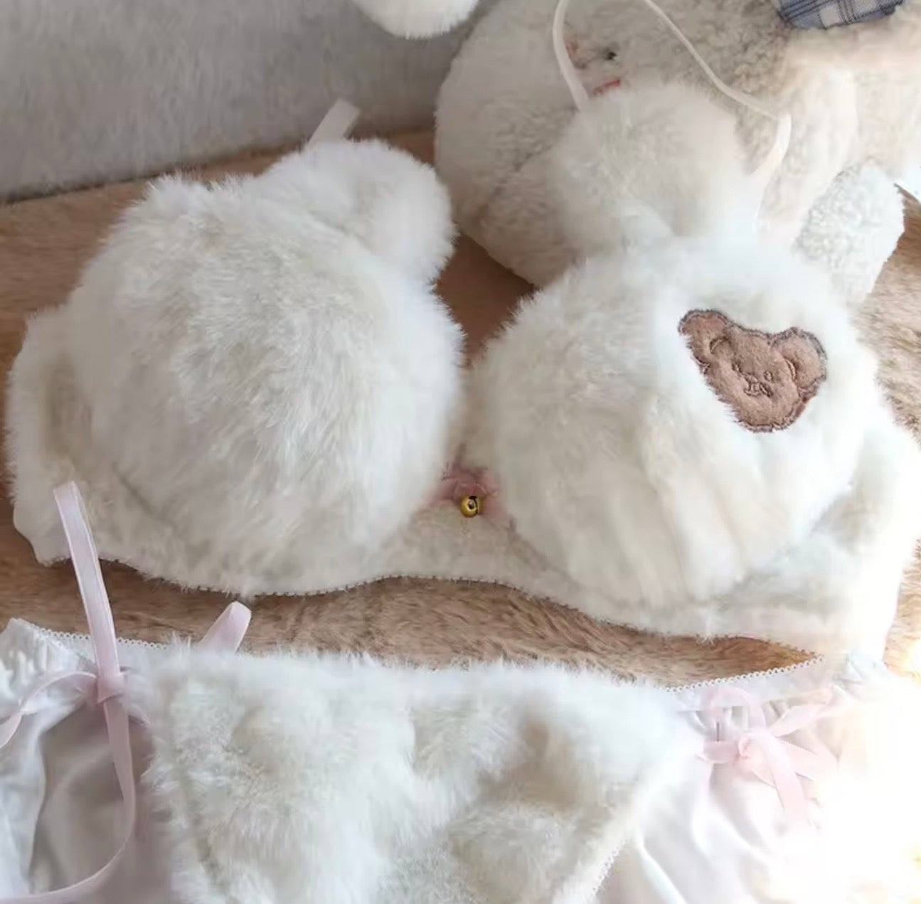 Pluchy Teddybeer Kawaii Lingerie Set - Zachte Pluche Pyjama & Loungewear