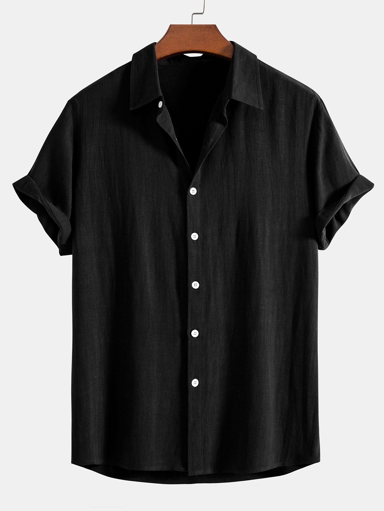 Linnen Rayon Mix Knop-Up Shirt