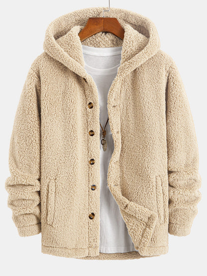 Teddy Fleece Knop-Up Hoodie Jas