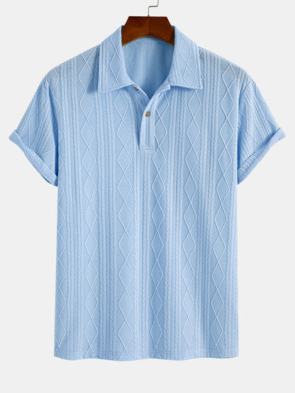 Gebreide Geometrische Ruit Jacquard Polo