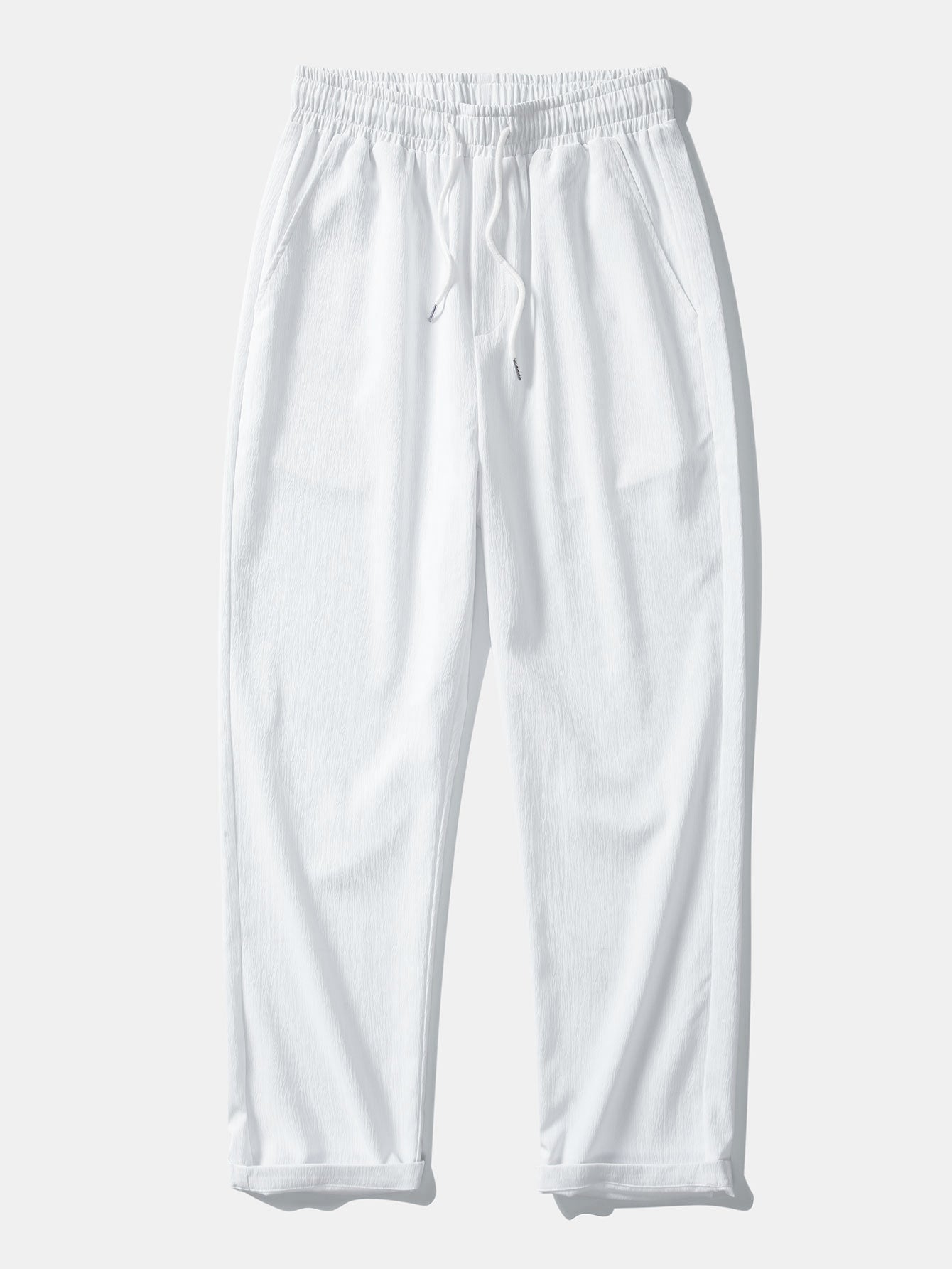 Textuur Jacquard Cubaanse Shirt & Kreukel Textuur Rechte Pantalon