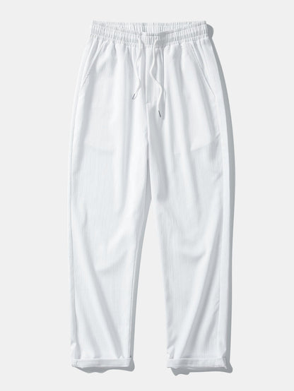 Textuur Jacquard Cubaanse Shirt & Kreukel Textuur Rechte Pantalon