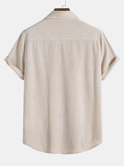 Korte Mouwen Corduroy Overhemd met Knopen & Shorts
