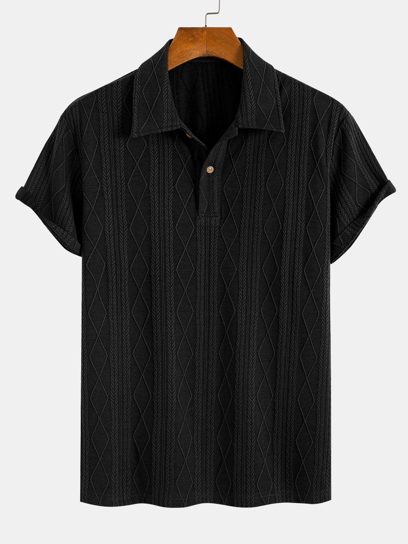 Gebreide Geometrische Ruit Jacquard Polo