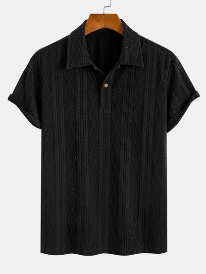 Gebreide Geometrische Ruit Jacquard Polo