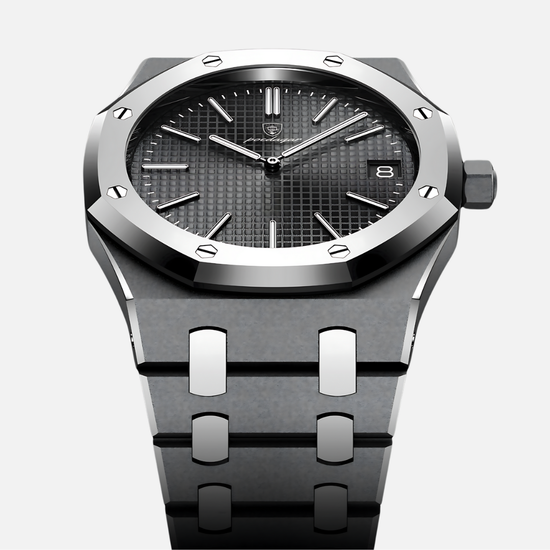 KingRoyal Luxe Herenhorloge - Zwaar RVS Horloge met Achthoekige Kast