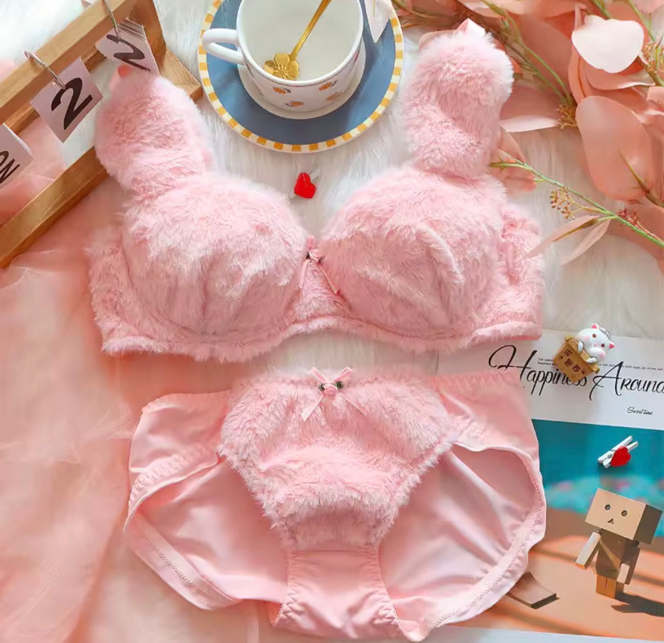 Pluchy Teddybeer Kawaii Lingerie Set - Zachte Pluche Pyjama & Loungewear