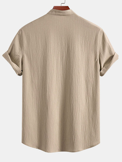 Gerimpelde textuur<tc>rood</tc> V-hals shirt &amp; kreuk textuur<tc>rood</tc> Rechte broek