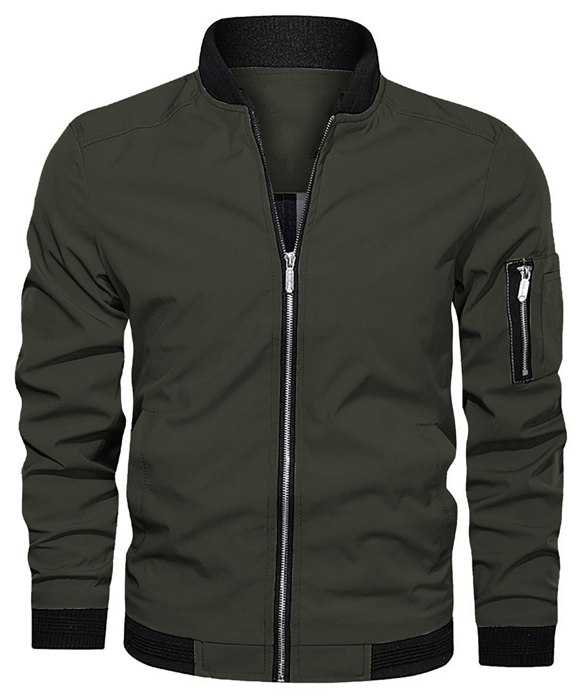 De Jaron bomberjack open gedragen over een wit T-shirt, toont de veelzijdigheid van deze herenjas.