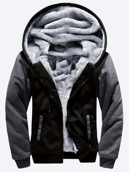 Vooraanzicht van de Rocco camouflage hoodie voor heren, casual gedragen met open ritssluiting.