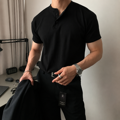 Louis | Katoenen Henley Shirt