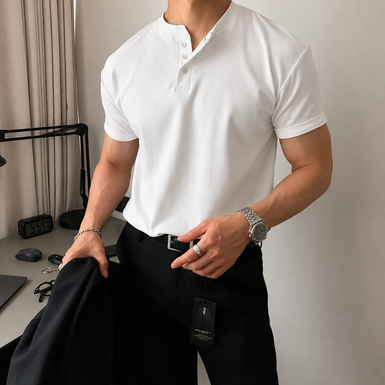 Louis | Katoenen Henley Shirt