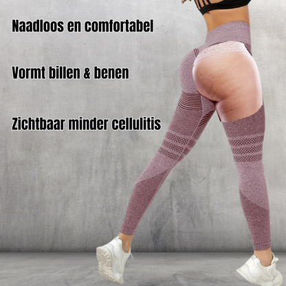 Lichtroze anti-cellulitis sportlegging high waist met push up effect en textuur