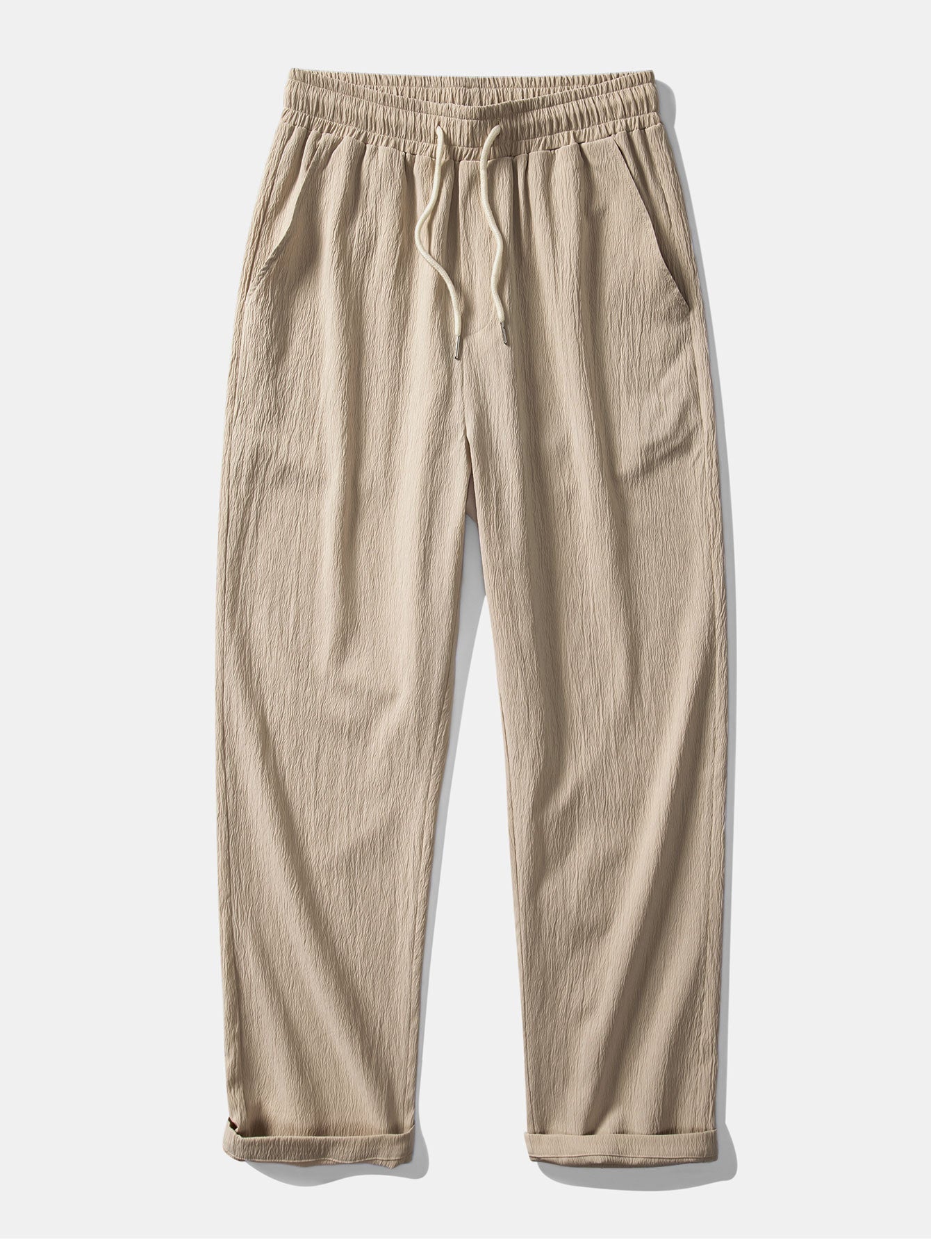 Gerimpelde textuur<tc>rood</tc> V-hals shirt &amp; kreuk textuur<tc>rood</tc> Rechte broek
