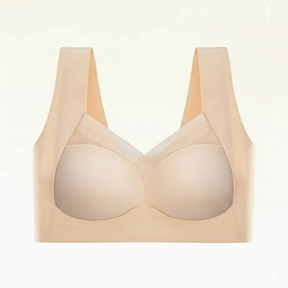 Beige ademende draadloze push-up bh zonder beugel (huidskleur)