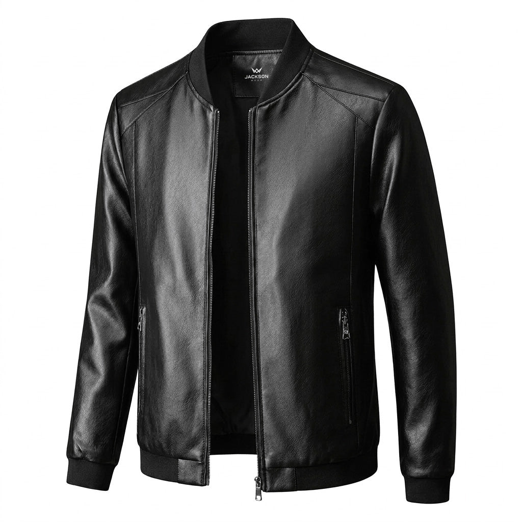 Byron herenjas in zwart, vooraanzicht met een strak silhouet en verfijnde details voor een moderne look.