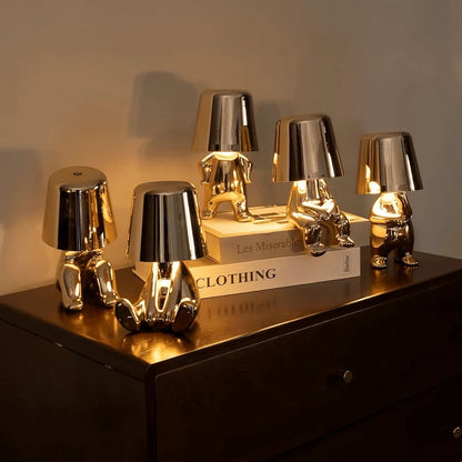 RayDudes™ Draadloze Tafellamp Goud - Unieke Touch Lamp 'Gouden Mannetjes'