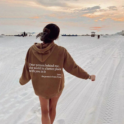 Zalecta™ "Dear Person Behind Me" Hoodie - Trendy Oversized Trui met Tekst