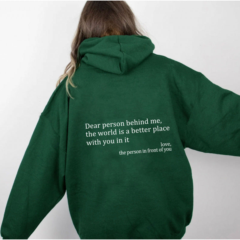 Zalecta™ "Dear Person Behind Me" Hoodie - Trendy Oversized Trui met Tekst