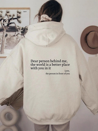 Zalecta™ "Dear Person Behind Me" Hoodie - Trendy Oversized Trui met Tekst