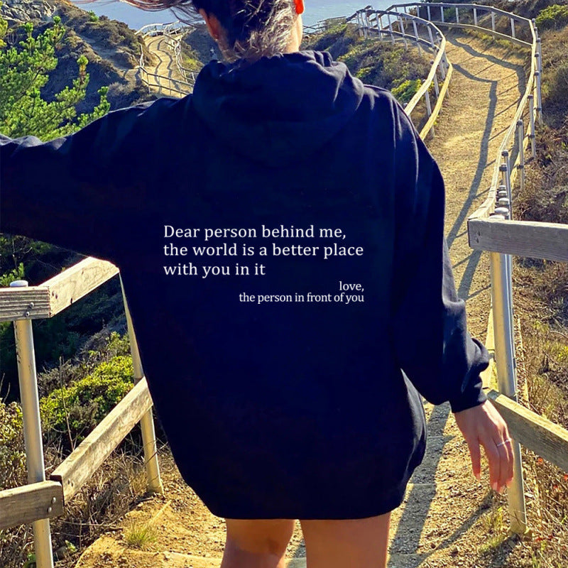 Zalecta™ "Dear Person Behind Me" Hoodie - Trendy Oversized Trui met Tekst