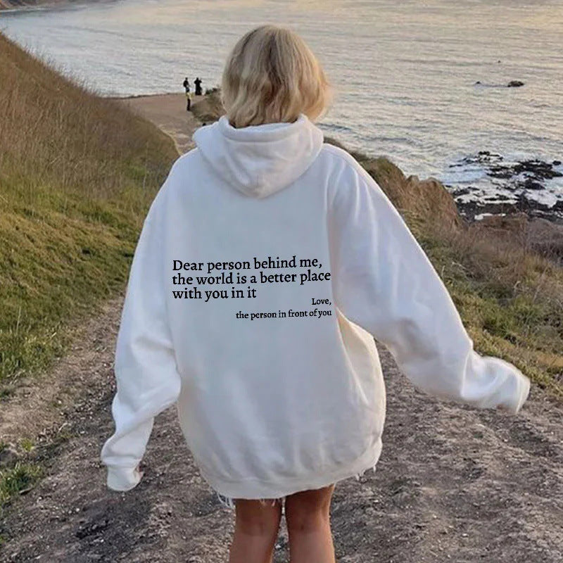 Zalecta™ "Dear Person Behind Me" Hoodie - Trendy Oversized Trui met Tekst
