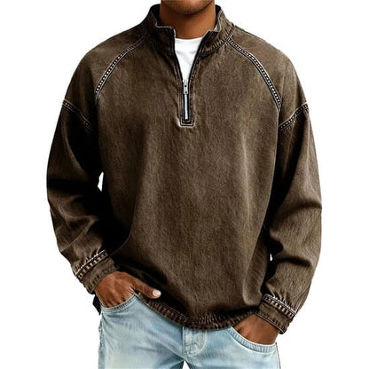 De Jari heren quarter-zip trui in verschillende kleuren op een rij, toont de diverse opties voor elke stijl.
