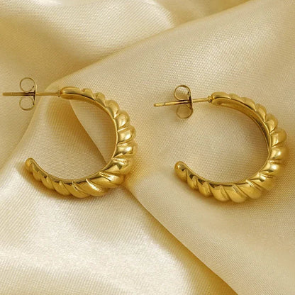 Gouden Croissant Oorbellen - Gedraaide Chunky Oorringen Dames