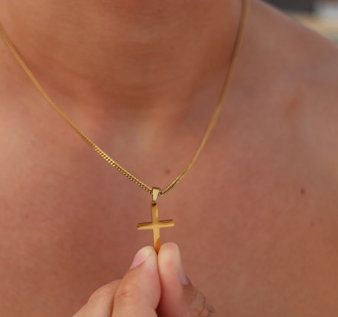 Heren Ketting met Kruis Hanger - RVS Schakelketting