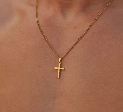 Heren Ketting met Kruis Hanger - RVS Schakelketting
