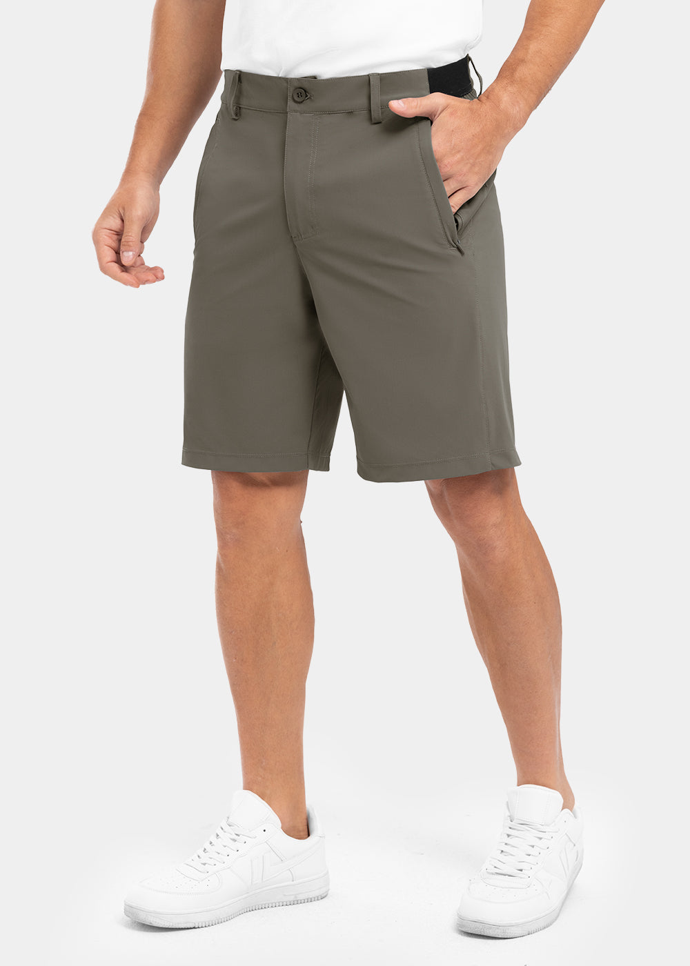 Arthur shorts voor heren in zwart, vooraanzicht, op een mannequin met een ontspannen uitstraling.