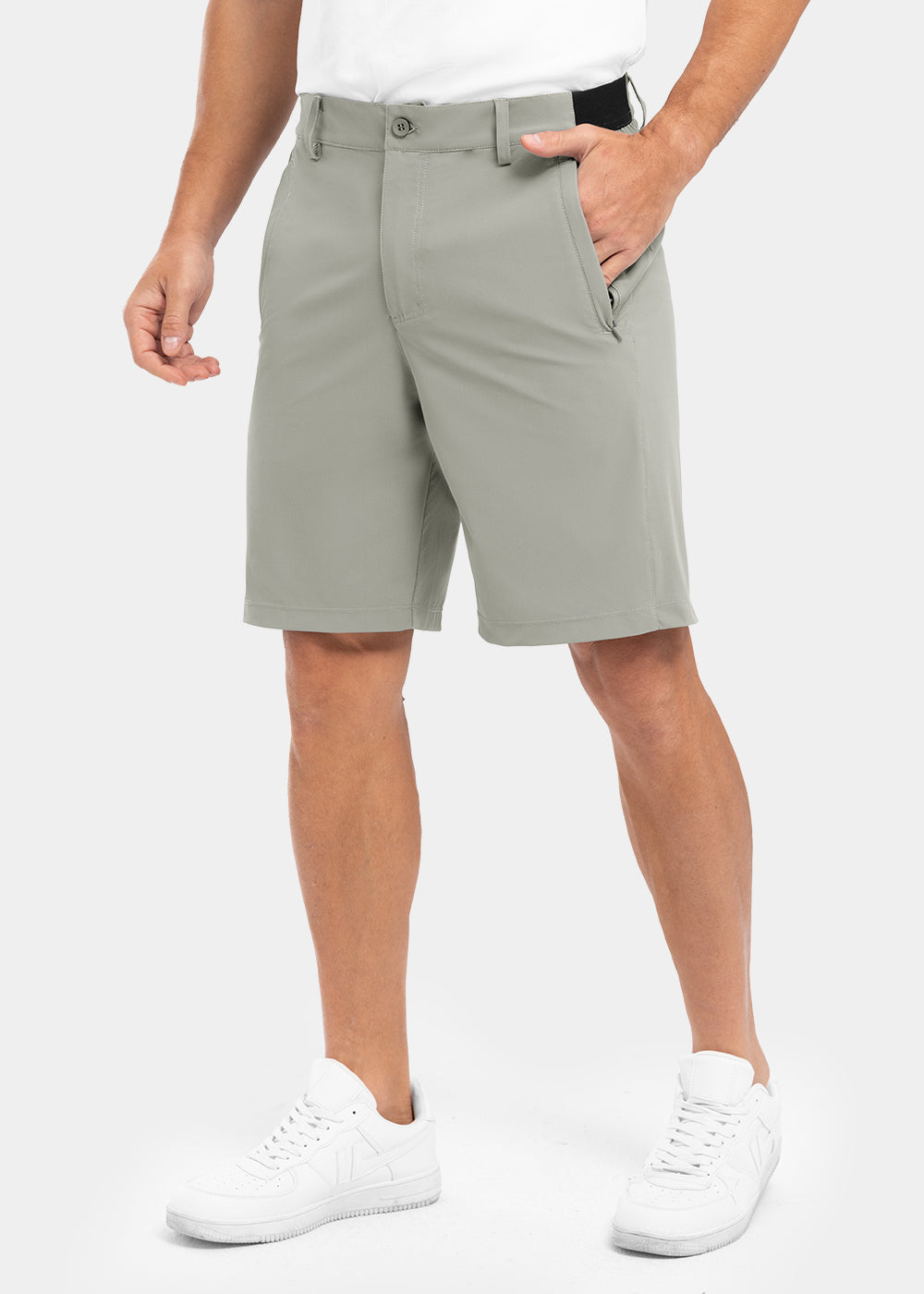 Diep grijze Arthur shorts, vooraanzicht, op een strakke display, perfect voor een formele presentatie.