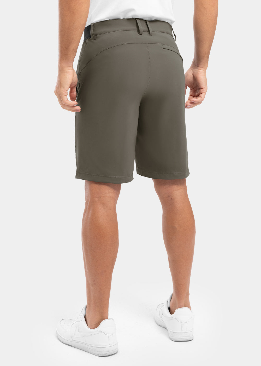 Zwarte herenshorts, close-up van de elastische tailleband en het trekkoord detail, gericht op comfort.