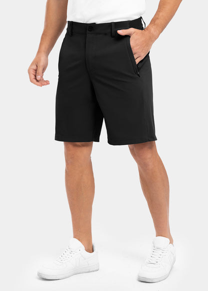 Kameelkleurige Arthur shorts, vooraanzicht, op een mannequin, voor een warme en uitnodigende look.