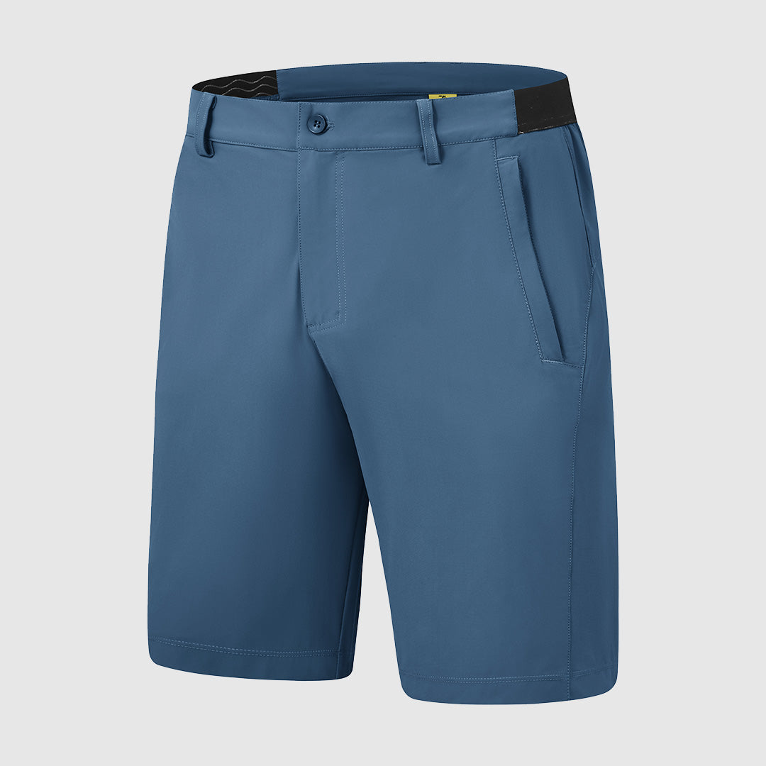 Bruine Arthur shorts, vooraanzicht, op een model, voor een aardse en stijlvolle presentatie.