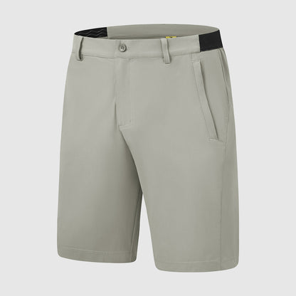Stapel van diverse kleuren Arthur shorts, van bovenaf gezien, om de beschikbare kleuren te tonen.