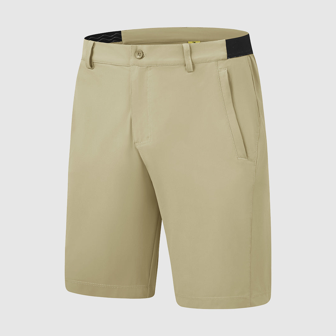 Close-up van de elastische tailleband van de Arthur shorts, gericht op het comfortdetail.