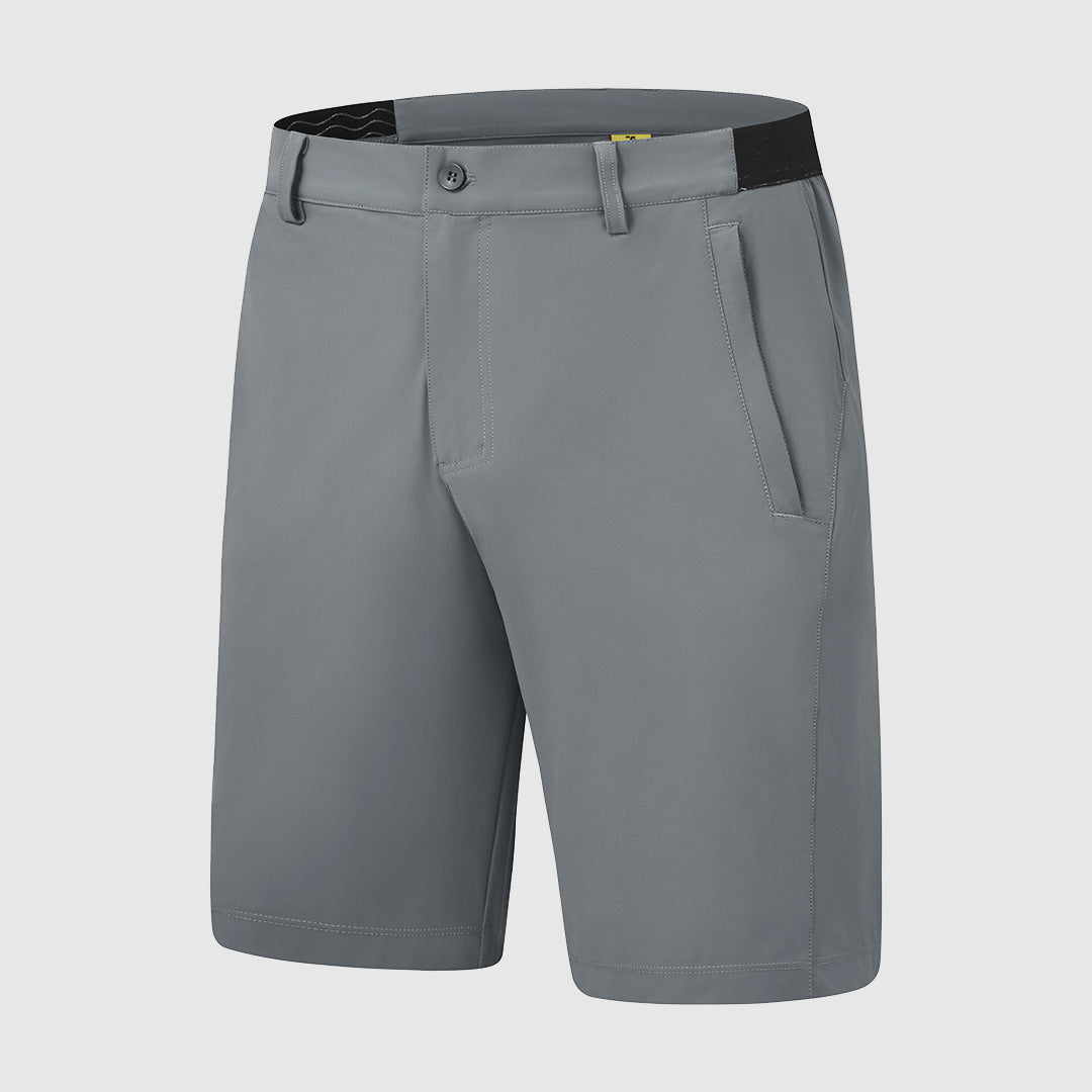 Detailopname van de stof van de Arthur shorts, waarbij de ademende textuur en lichte stretch zichtbaar zijn.