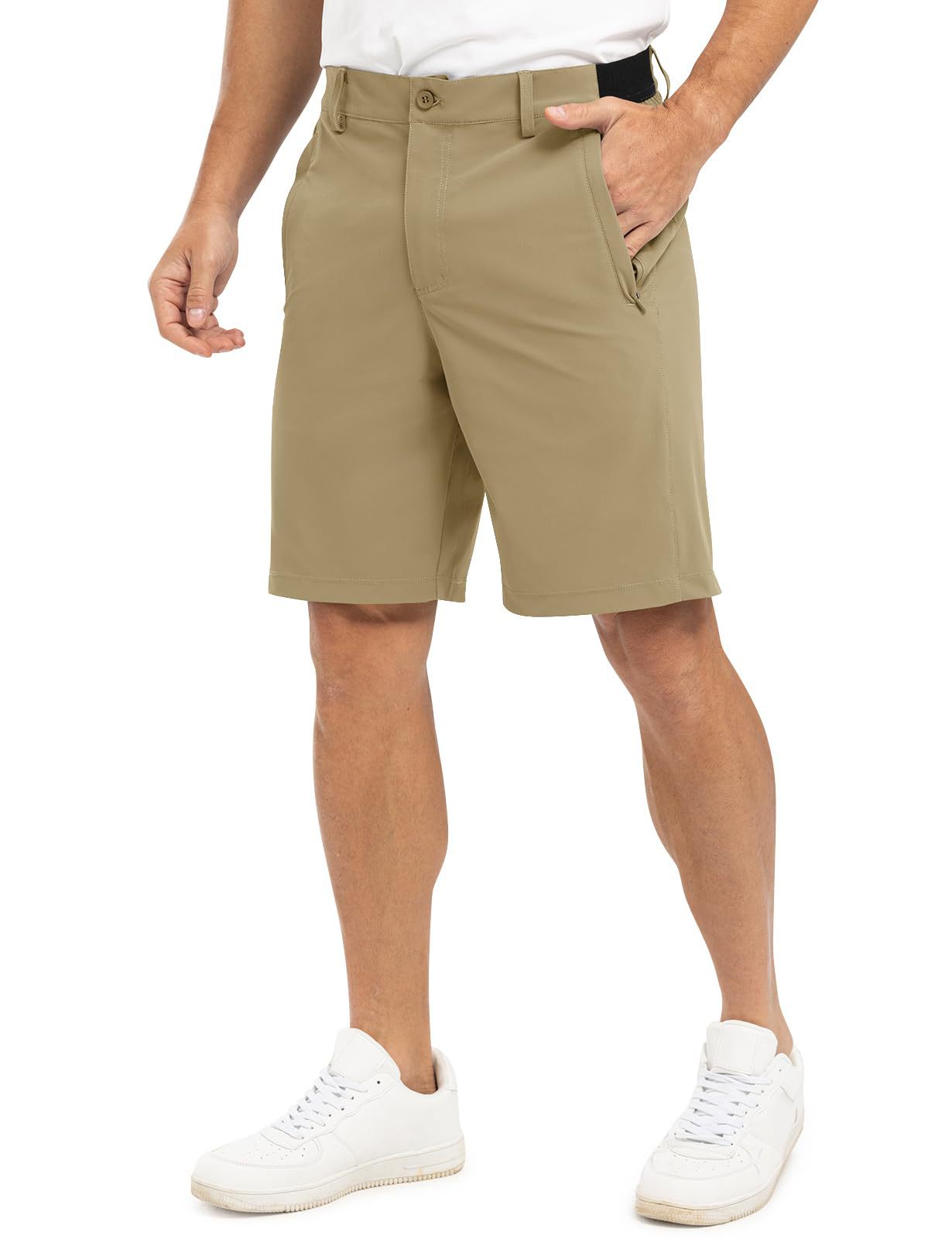 Detail van de knoop- en ritssluiting van de Arthur shorts, voor een verzorgde uitstraling.