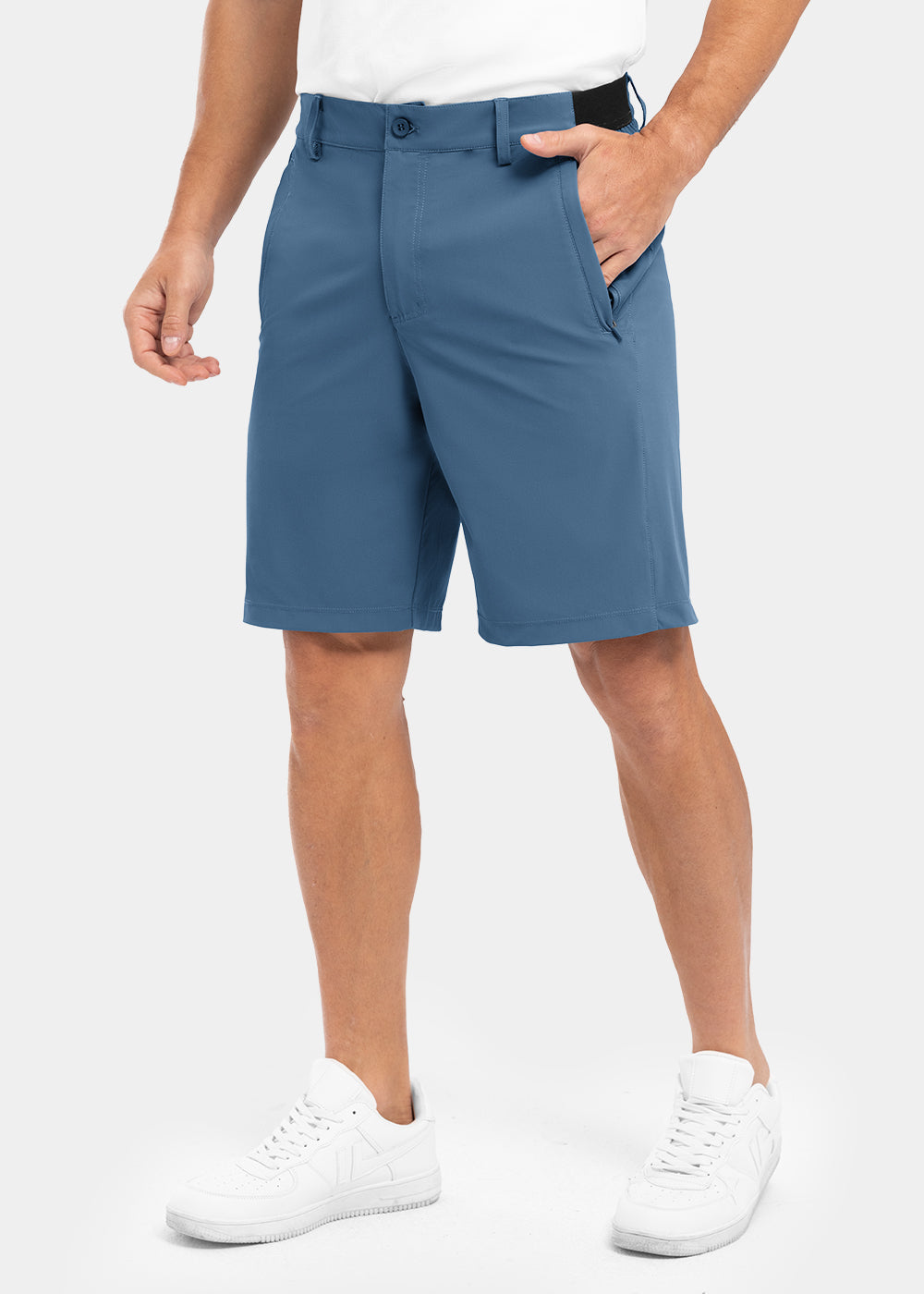 Arthur shorts in blauw, vooraanzicht, gepresenteerd op een effen achtergrond om de kleur te benadrukken.