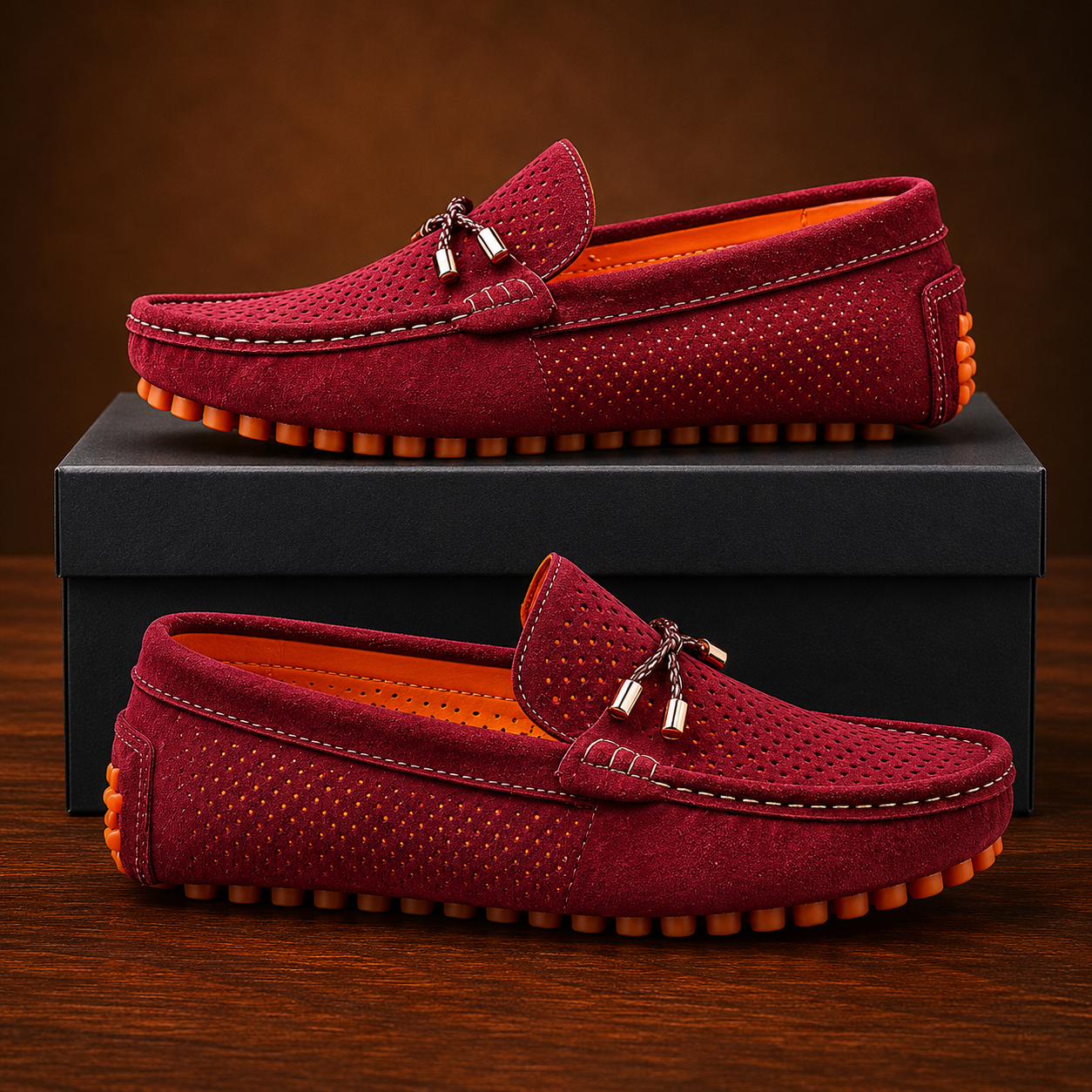 Detailopname van de antislip rubberen zool van de Arvid heren instappers, voor optimale grip en comfort.
