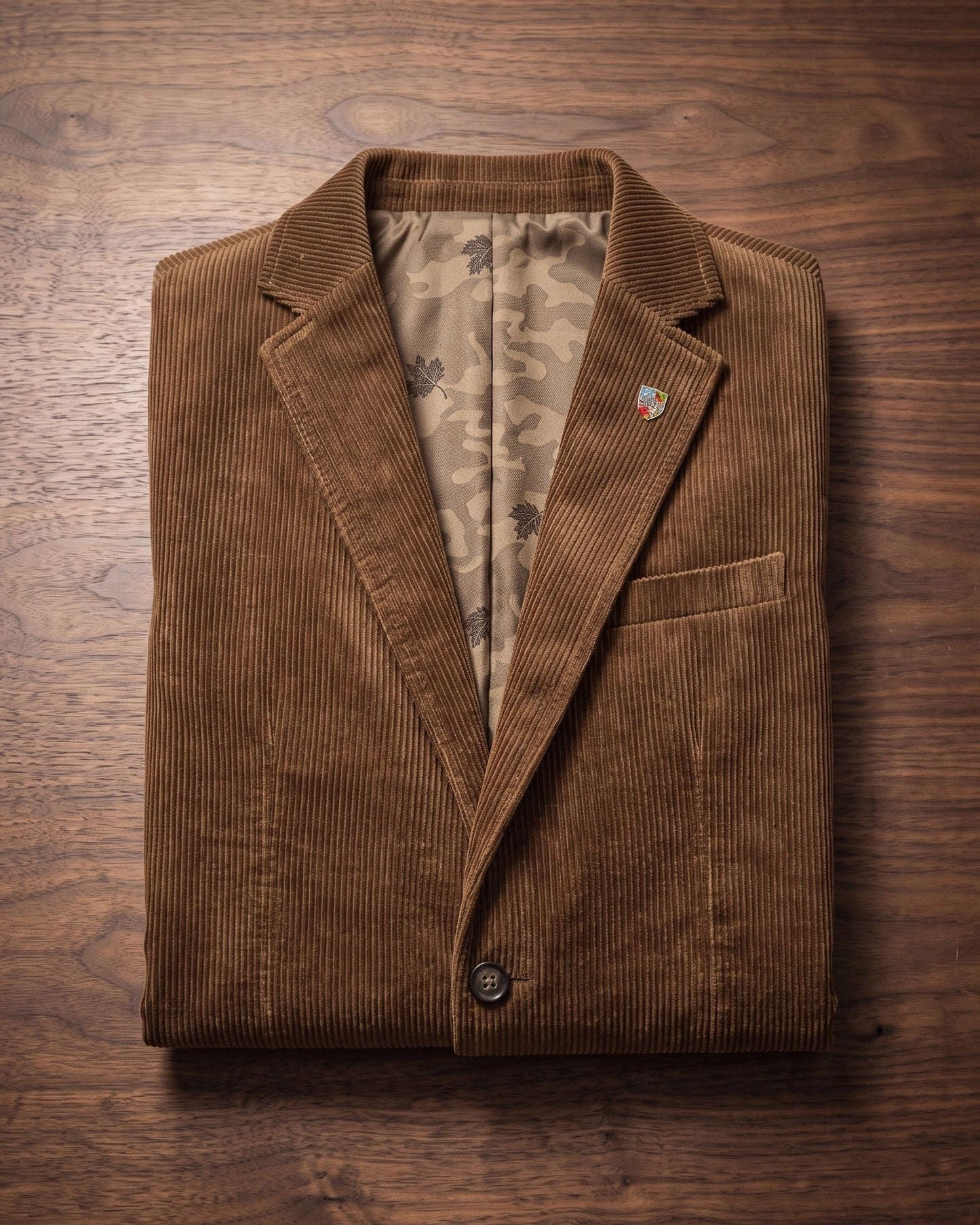 Lifestyle foto van de corduroy jas gedragen in een stedelijke omgeving, perfect voor dagelijks comfort.