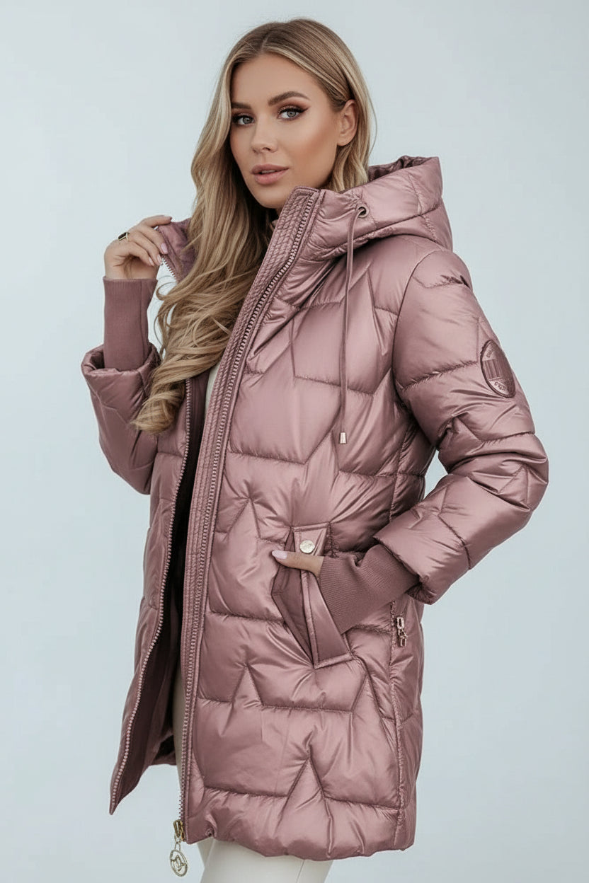 Alina | Lange Gewatteerde Winterjas