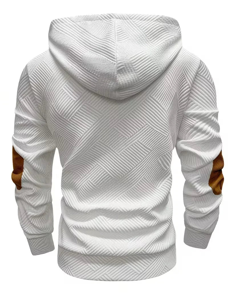 Achteraanzicht van de grijze Jesper hoodie, toont de pasvorm en de afwerking van de capuchon en de rug.